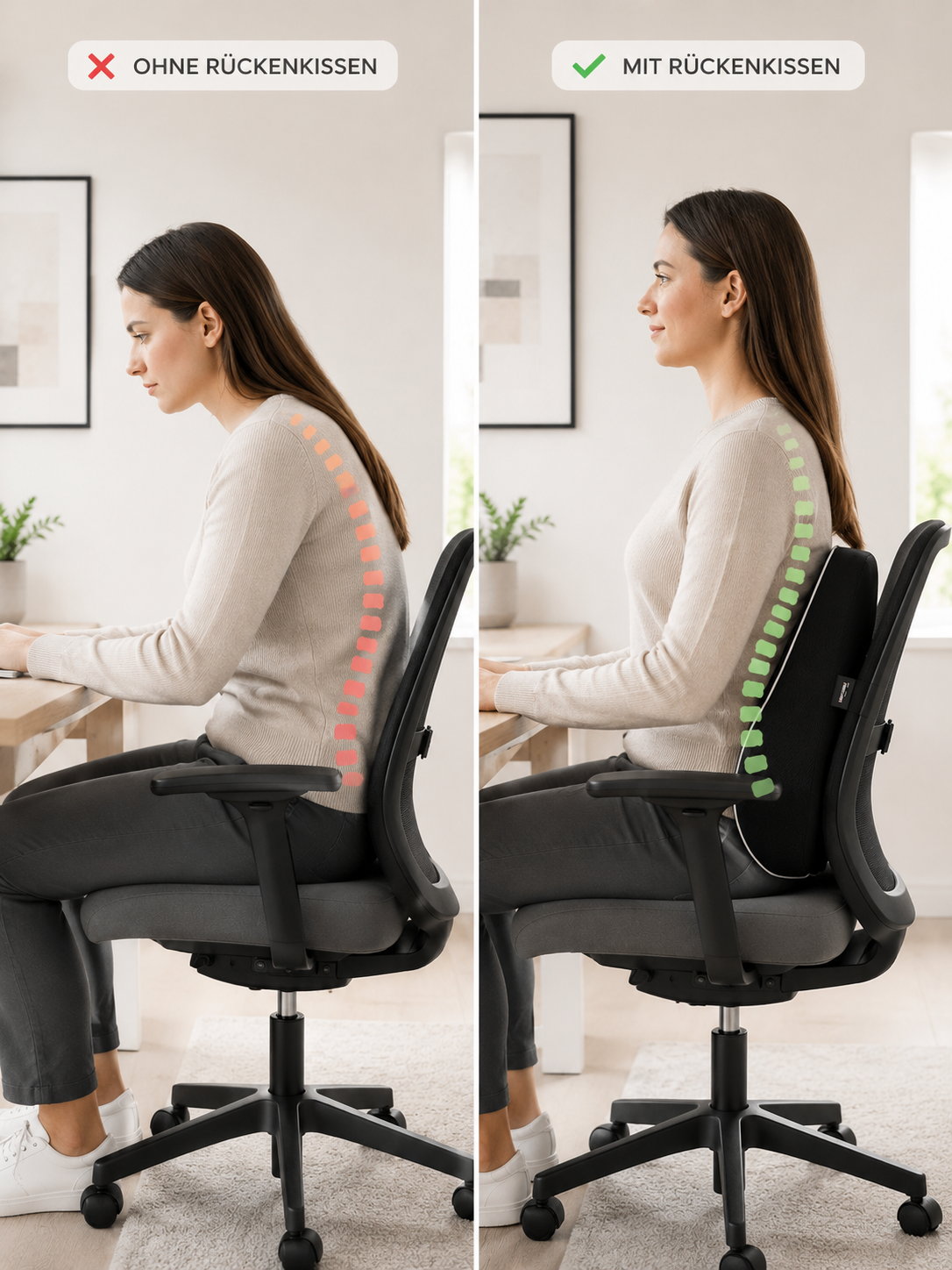 Premium Rückenkissen - Ergonomisches Kissen gegen Rückenschmerzen
